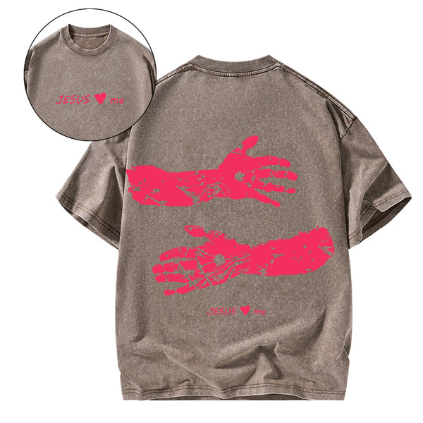 Jesus Loves Me Christian Washed T-Shirt