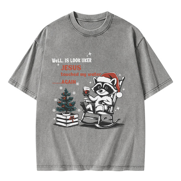 GC-WTSA0985 Jesus Touched My Water Christian Washed T-Shirt