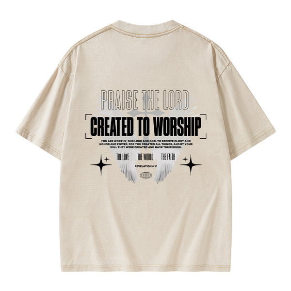 GC-WTSA0994 Created To Worship Christian Washed T-Shirt