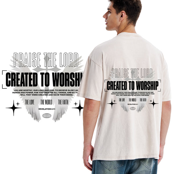 GC-WTSA0994 Created To Worship Christian Washed T-Shirt
