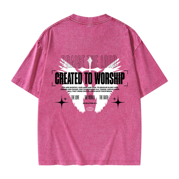 GC-WTSA0994 Created To Worship Christian Washed T-Shirt