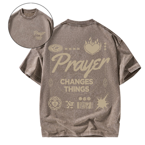 GC-WTSA1037 Prayer Changes Things Christian Washed T-Shirt