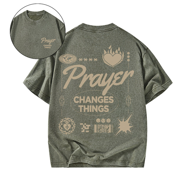 GC-WTSA1037 Prayer Changes Things Christian Washed T-Shirt