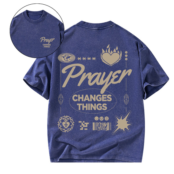 GC-WTSA1037 Prayer Changes Things Christian Washed T-Shirt