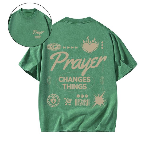 GC-WTSA1037 Prayer Changes Things Christian Washed T-Shirt