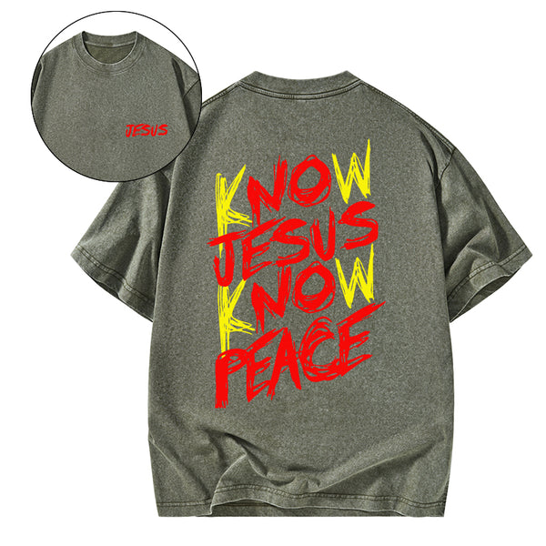 No Jesus No Peace Christian Washed T-Shirt