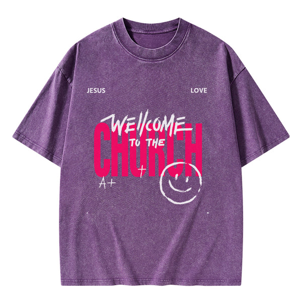 GC-WTSA1061 Welcome To The Church Christian Washed T-Shirt