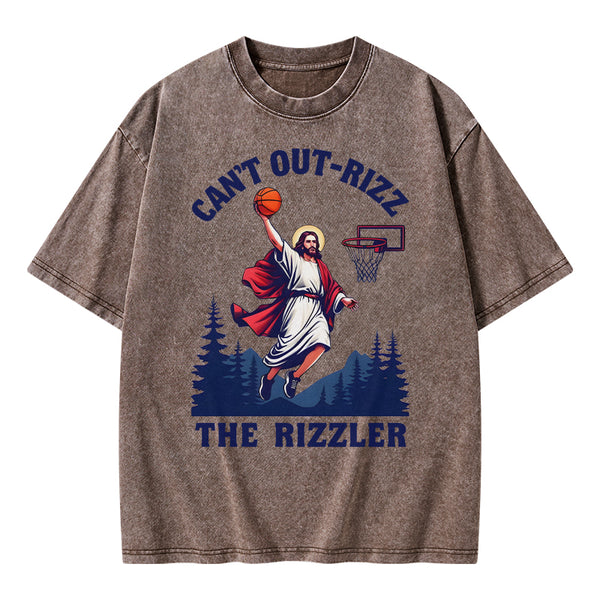 GC-WTSA1101 Can't Out-rizz The Rizzen Christian Washed T-Shirt