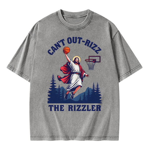 GC-WTSA1101 Can't Out-rizz The Rizzen Christian Washed T-Shirt