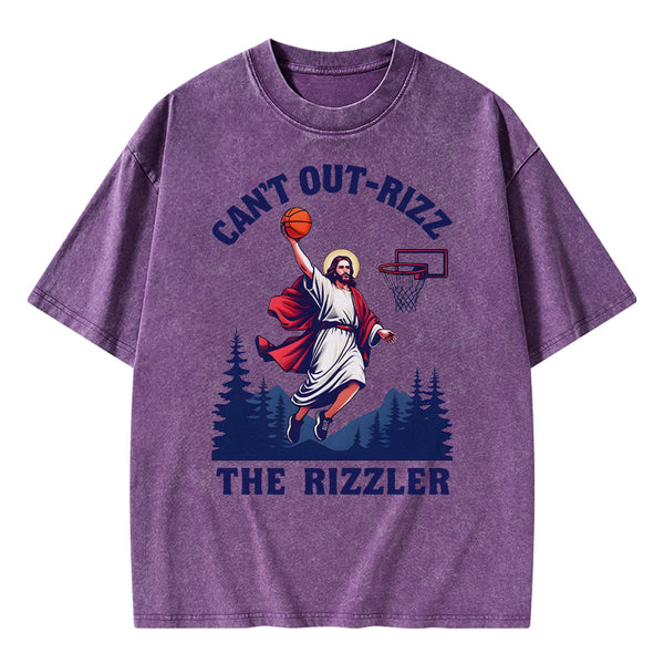 GC-WTSA1101 Can't Out-rizz The Rizzen Christian Washed T-Shirt