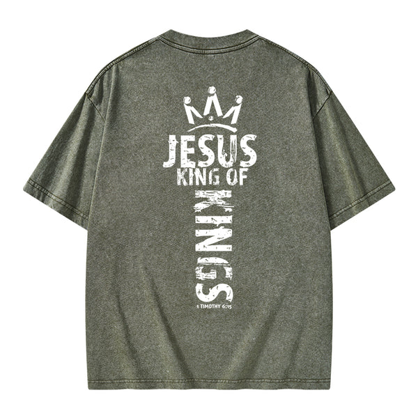 GC-WTSA1153 Jesus King Of Kings Christian Washed T-Shirt