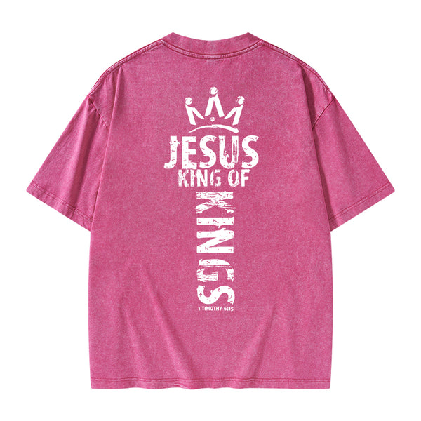 GC-WTSA1153 Jesus King Of Kings Christian Washed T-Shirt