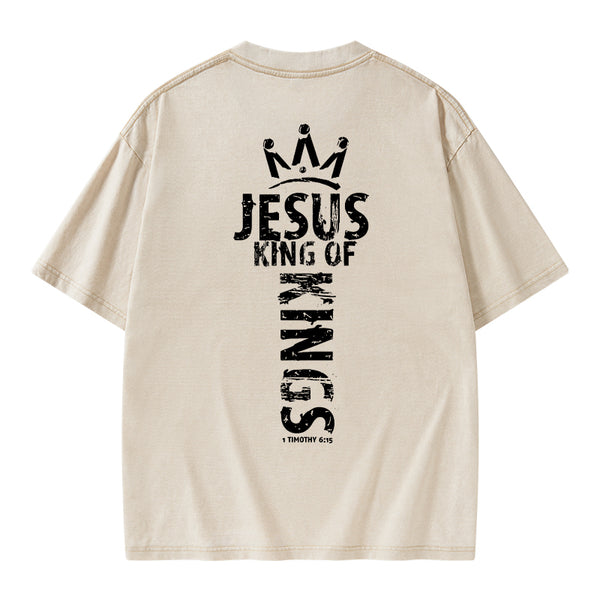 GC-WTSA1153 Jesus King Of Kings Christian Washed T-Shirt