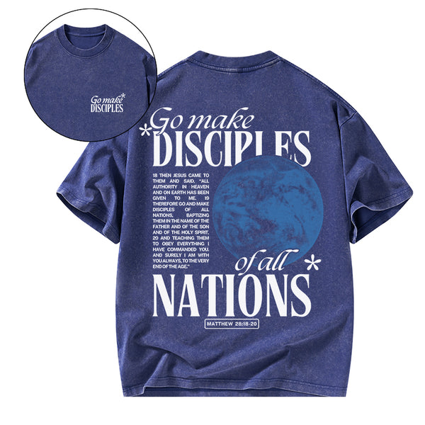 GC-WTSA1244 Go make Disciples Christian Washed T-Shirt