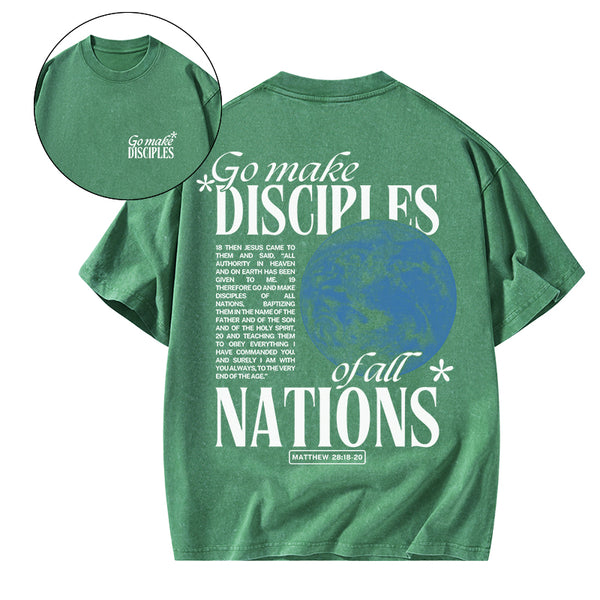 GC-WTSA1244 Go make Disciples Christian Washed T-Shirt