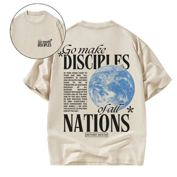 GC-WTSA1244 Go make Disciples Christian Washed T-Shirt