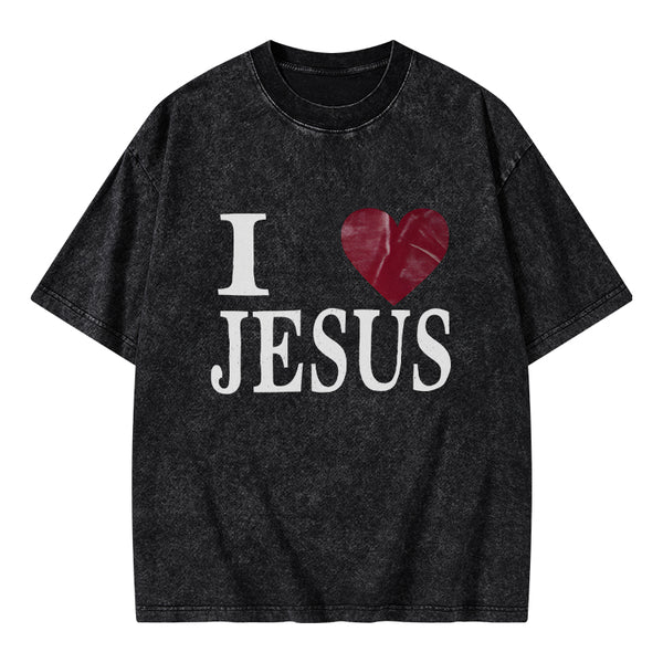I Love Jesus Christian Washed T-Shirt
