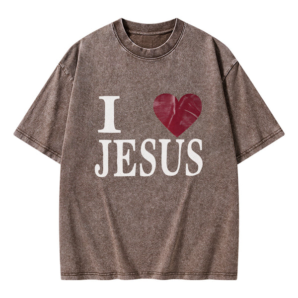I Love Jesus Christian Washed T-Shirt