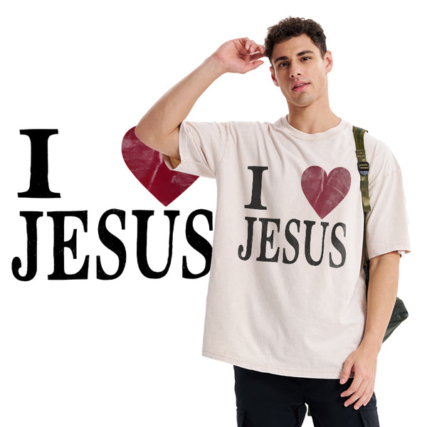 I Love Jesus Christian Washed T-Shirt