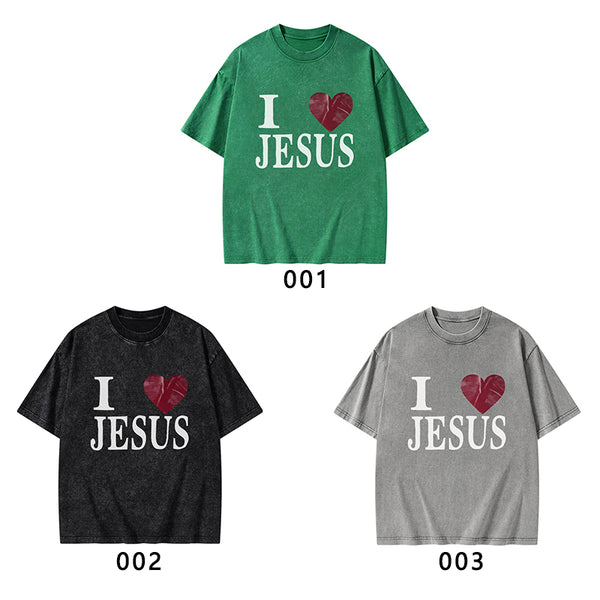 I Love Jesus Christian Washed T-Shirt
