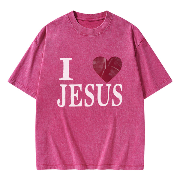I Love Jesus Christian Washed T-Shirt