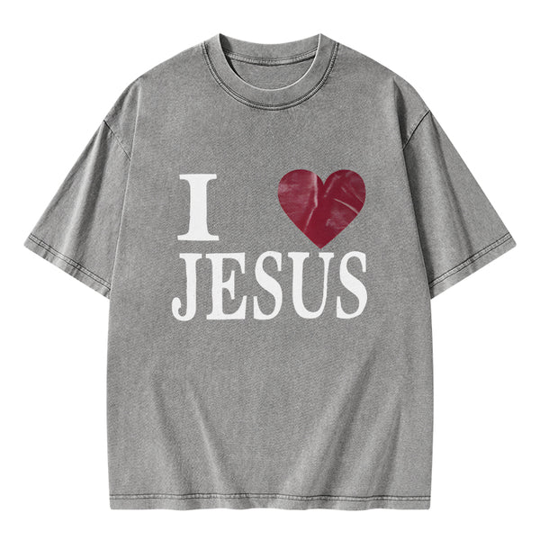 I Love Jesus Christian Washed T-Shirt