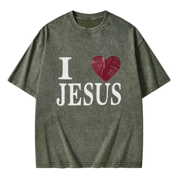 I Love Jesus Christian Washed T-Shirt