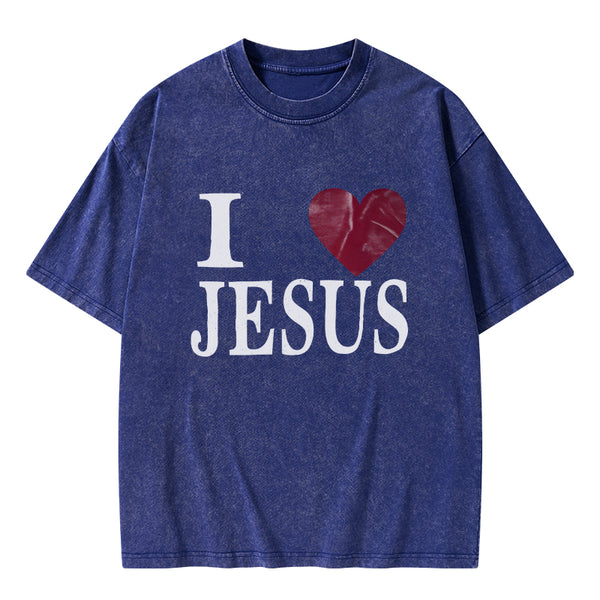 I Love Jesus Christian Washed T-Shirt