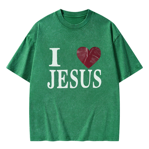 I Love Jesus Christian Washed T-Shirt