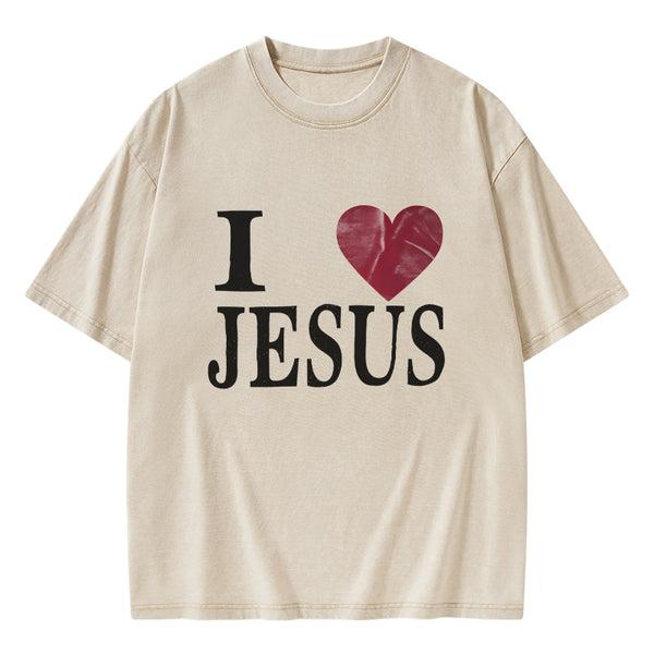 I Love Jesus Christian Washed T-Shirt