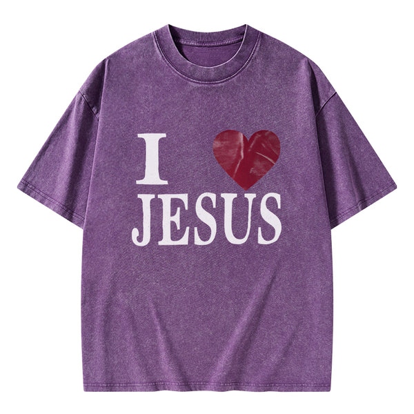 I Love Jesus Christian Washed T-Shirt