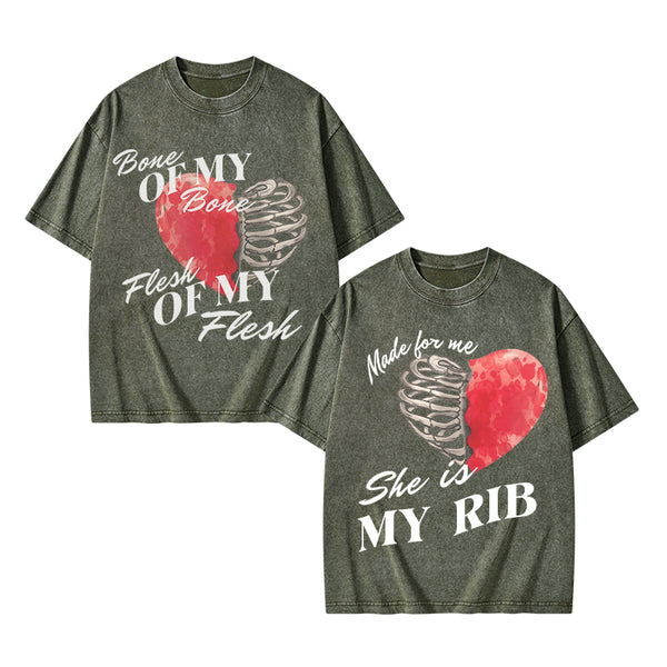 GC-WTSA1397 Personalized My Rib Genesis 2 21 Christian Couple Washed T-Shirt