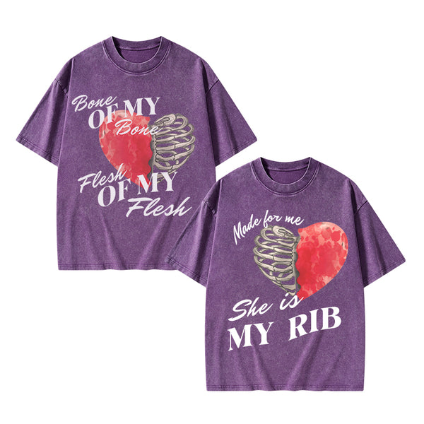 GC-WTSA1397 Personalized My Rib Genesis 2 21 Christian Couple Washed T-Shirt