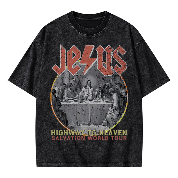Highway To Heavem Christian Washed T-Shirt