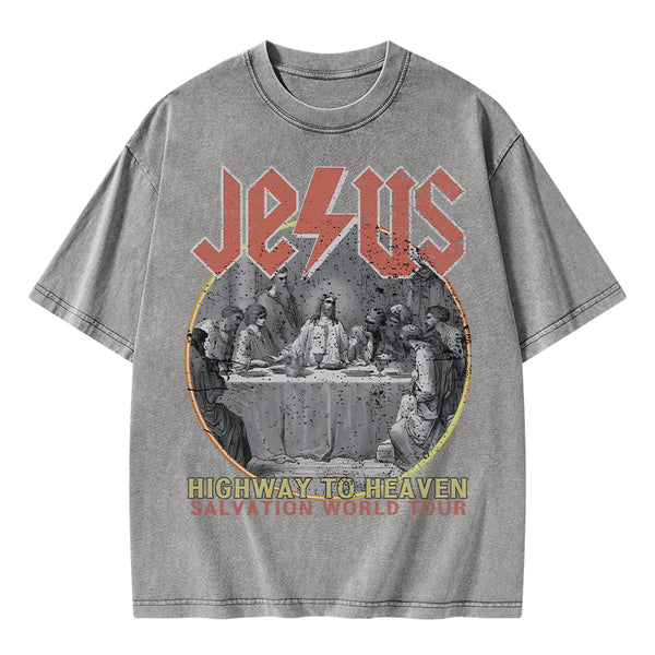 Highway To Heavem Christian Washed T-Shirt