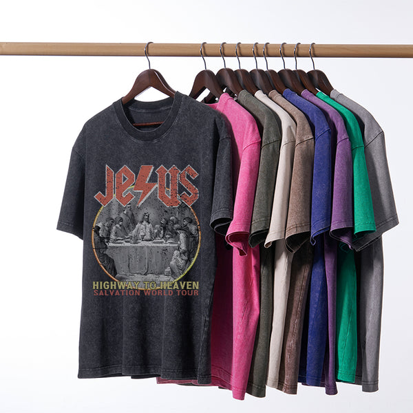 Highway To Heavem Christian Washed T-Shirt