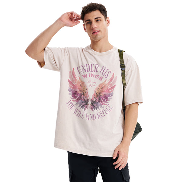 Under His Wings Christian Washed T-Shirt