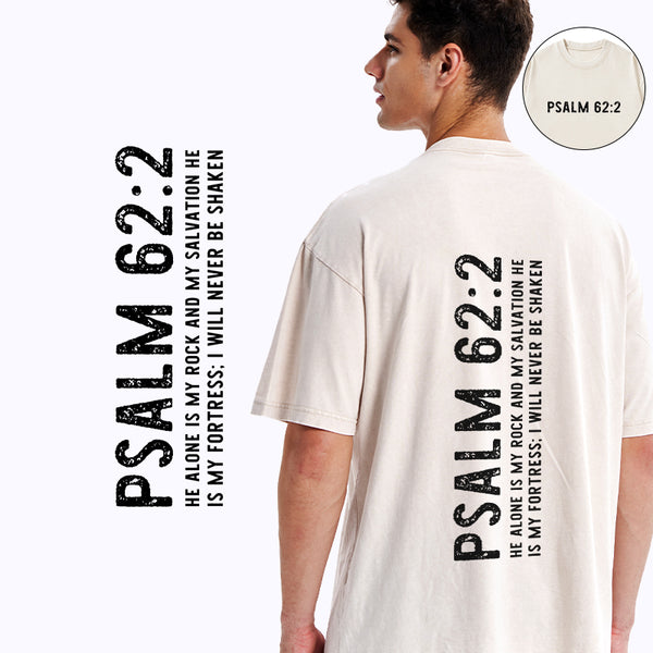 GC-WTSA1555 He Alone Is My Rock And My Salvation Christian Washed T-Shirt