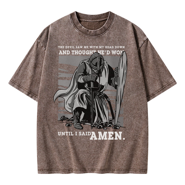 GC-WTSA1574 The Devil Saw Me With My Head Down Christian Washed T-Shirt