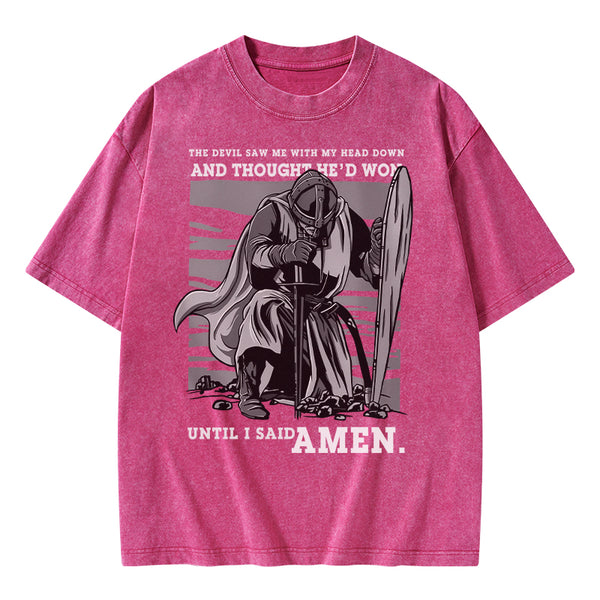 GC-WTSA1574 The Devil Saw Me With My Head Down Christian Washed T-Shirt