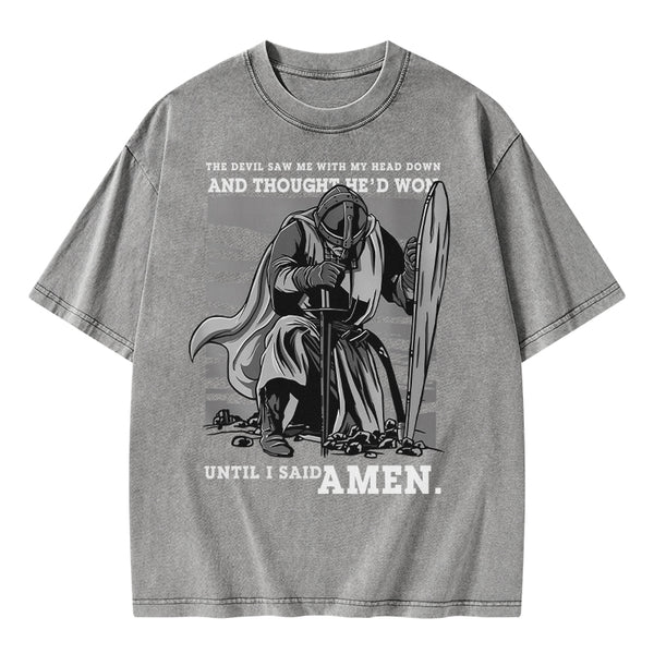 GC-WTSA1574 The Devil Saw Me With My Head Down Christian Washed T-Shirt