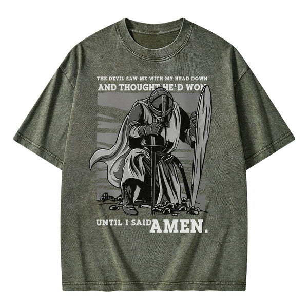 GC-WTSA1574 The Devil Saw Me With My Head Down Christian Washed T-Shirt