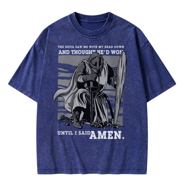 GC-WTSA1574 The Devil Saw Me With My Head Down Christian Washed T-Shirt