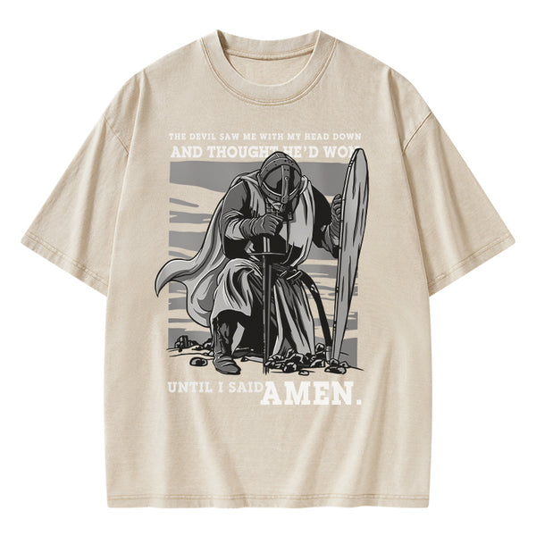 GC-WTSA1574 The Devil Saw Me With My Head Down Christian Washed T-Shirt