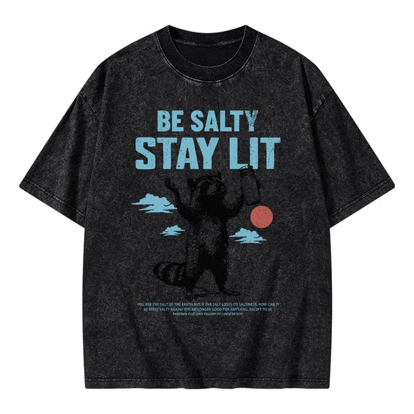 GC-WTSA1614 Be Salty Stay Lit Christian Washed T-Shirt