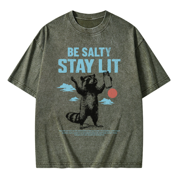 GC-WTSA1614 Be Salty Stay Lit Christian Washed T-Shirt