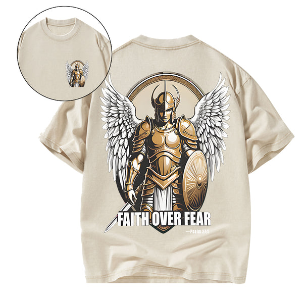 GC-WTSA1617 Faith Over Fear Christian Washed T-Shirt