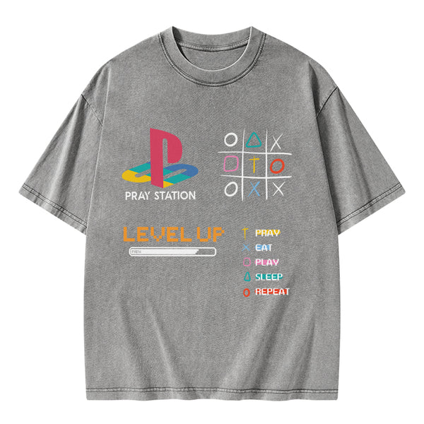 Pray Station Christian Washed T-Shirt