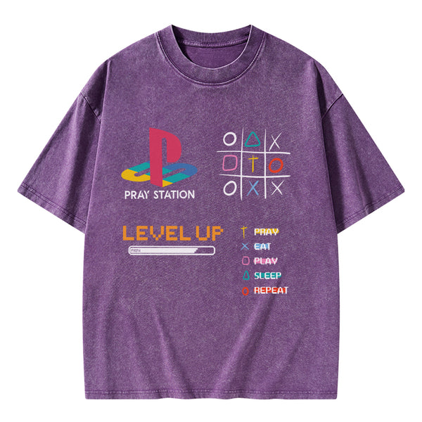 Pray Station Christian Washed T-Shirt