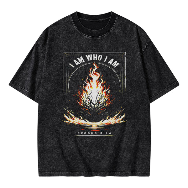 GC-WTSA1629 I Am Who I Am Christian Washed T-Shirt